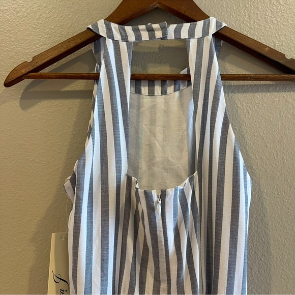 Eliza J Striped Summer Tiered Ruffle Tassel Trim Maxi Dress Preppy Sleeveless 2P - Picture 11 of 16